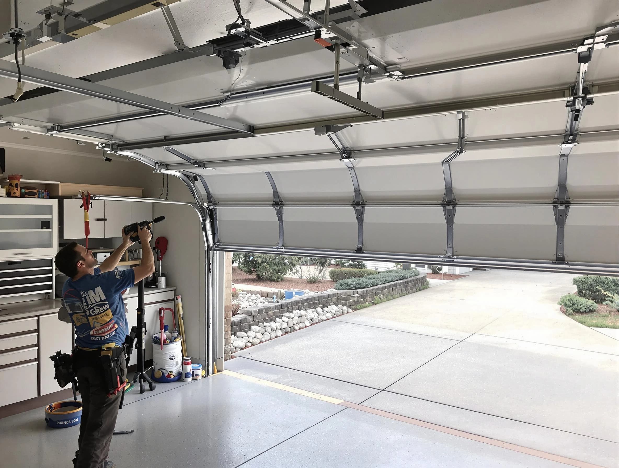 Garage door track repair service by Locust Grove Garage Door Repair in Locust Grove