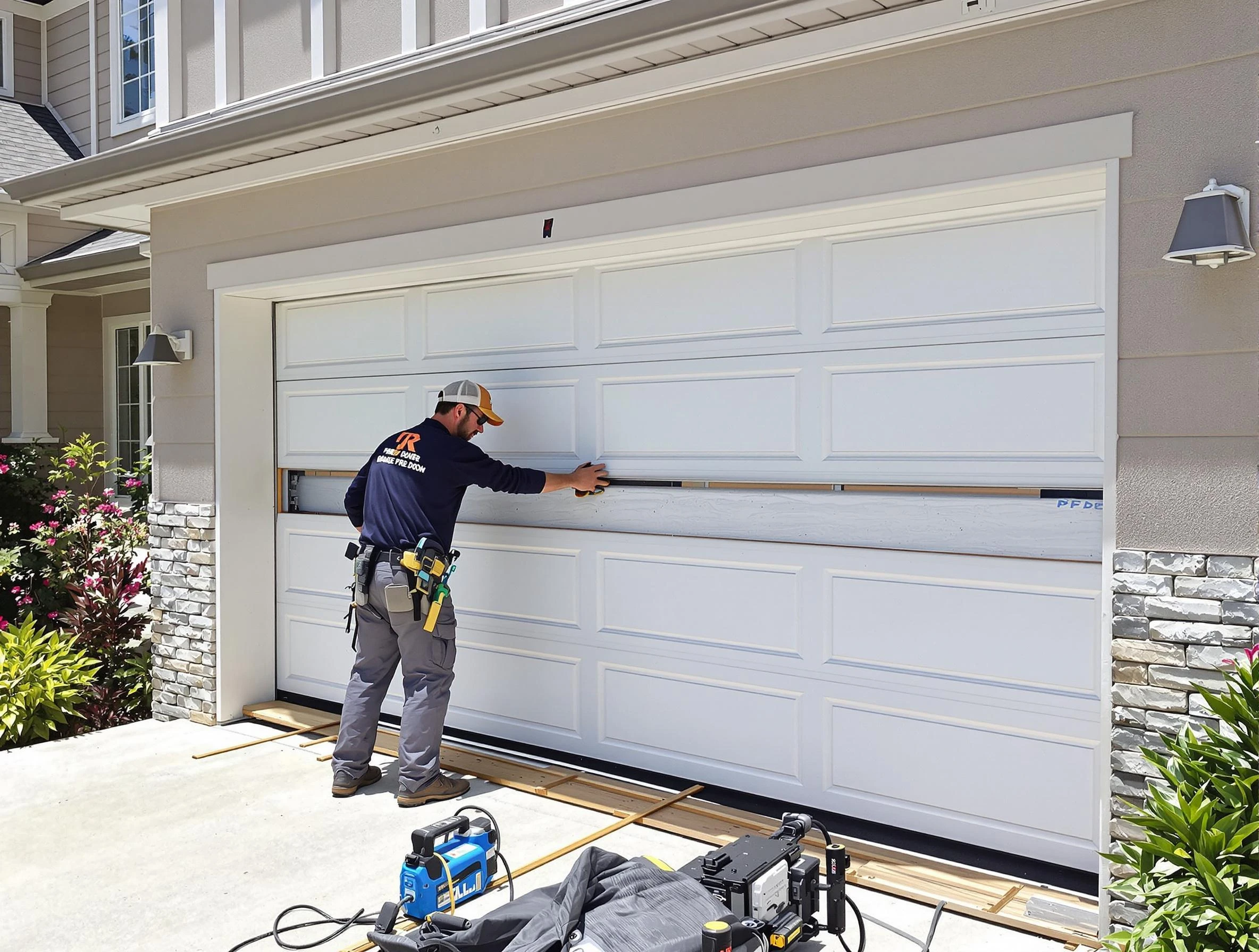 Locust Grove Garage Door Repair team performing complete garage door replacement at Locust Grove residence