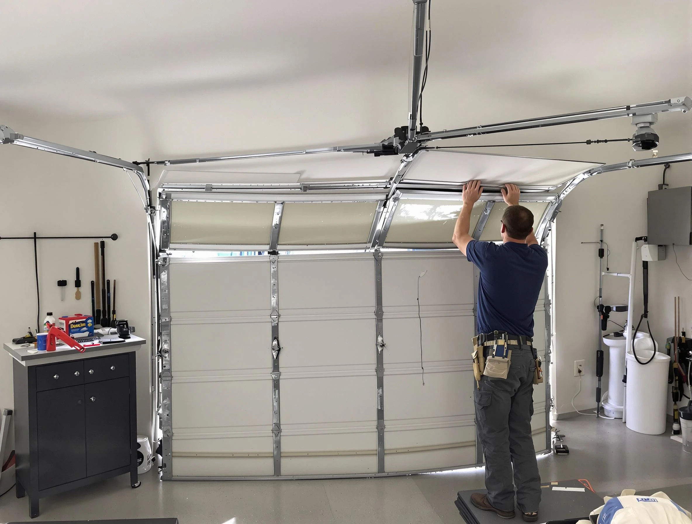Locust Grove Garage Door Repair specialist performing precise section replacement on Locust Grove garage door