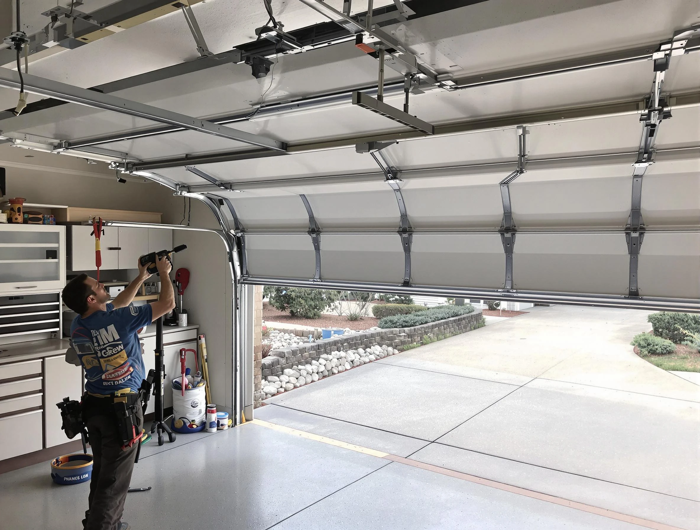Garage door track repair service by Locust Grove Garage Door Repair in Locust Grove